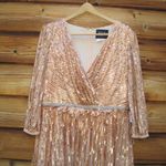 Mac Duggal  5509 SEQUINED WRAP OVER 3/4 SLEEVE GOWN Photo 6