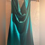 Emerald Green Teal Halter Dress evening prom wedding draped front back stretch M Size M Photo 2