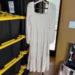 August Sky Cream Smocked Square Neck Long Sleeve Midi Dress Size Small Photo 1