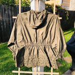ZARA Olive Green Rain Jacket Jacket! With eyelet Design Small Photo 5