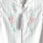 Loti Fashion Smocked Robe Full Zip Light Pink Terrycloth Housecoat Embroidered Size M Photo 2