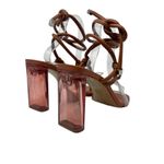 Schutz Siena Ankle Tie High Heel Sandals Caramel Brown Clear Size 9.5 Photo 7