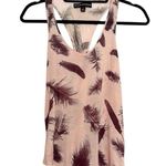 Rock & Republic Feather Print Blush Pink Draped Racerback Tank Top - Size Medium Photo 1