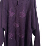 Jantzen Vtg 90s Purple Hand Embroidered Beaded Sweater Size XXL Cozy Casual Photo 0