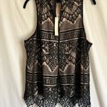 LC Lauren Conrad  Black Mock Neck All Over Lace Sleeveless Blouse XL Photo 3