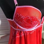 Auden Intimates Babydoll Lingerie Underwire Padded Lace Mesh Red Pink Size Small Photo 8