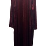 Vintage Amanda Stewart Velour Robe Womens Size Large Embroidered Floral Velvet Red Photo 1