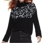 Nine West Sweater Cheetah Print Cowl Neck ~Size XS Long Sleeve Black New Knit Photo 1