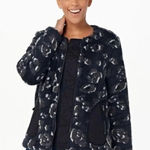 LOGO By Lori Goldstein Jacket Women Fleece Leopard Print Zip Cozy Sweater, L Photo 0