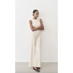 Mango  Sleeveless Tweed Jumpsuit in Cream Size Small Photo 7