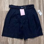Avec Les Filles  Women's Belted Linen-Blend Shorts Sz 4 Photo 3