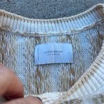 Lucky Brand  Cream Gold Star Snowflake Crew Neck Pullover Sweater Large Photo 2