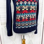 J.Crew  Aztec Fair‎ Isle Jacquard Stich Wool Sweater Blue XS Crewneck Pullover Photo 6