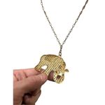 Pink elephant pendant necklace gold chain Photo 2