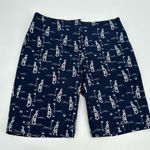 IZOD GOLF Shorts Women’s 4 Dark Blue Golf Bag Print Classic Preppy Vacation Photo 0