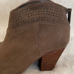 Violet & Red Jackson Lazer Cut Topline Booties In Taupe Faux Suede Tan Size 7.5 Photo 1