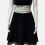 Betsey Johnson  Black Sequin Strapless White Bow Tulle Evening Cocktail Dress Sz8 Photo 0
