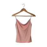 ZARA Pink Draped Cowl Neck Tank Top Sz S Jeweled Straps Satin Style Photo 1