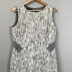 Lafayette 148 Sleeveless Patterned Sheath Dress Women's Size 8 Cream Tan Career Photo 4