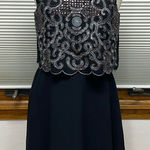 Francesca’s NWT Black Blue Embroidered Glass Beaded Sequins Sleeveless Dress Size M Photo 0