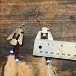 Feathered dreamcatcher earrings with Beaded Accents and a silver thunderbird Brown Photo 7