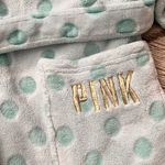 PINK - Victoria's Secret PINK Victoria’s Secret Robe Plush Polkadot Hood XS S Small Photo 4