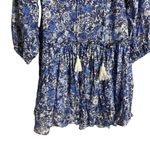 Cara Cara Kavita Blue Floral Print Tassel Shift Mini Dress Size Small Photo 6