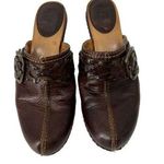 Frye Candice Woven Harness Brown Leather Mule Clogs Photo 0