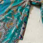 Hinson Wu Gemma Long Sleeve Teal Paisley Print Shirt Size S NWT Green Photo 9