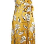 Chelsea 28 side tye Satin Midi Dress in Yellow Harvest printed. Women size XS Photo 0