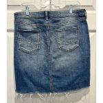 Silver Jeans  Francy Mini Skirt Womens‎ 6 Blue Denim Mid Rise Raw Hem Zip Fly Photo 6