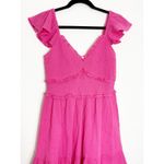 Love Shack Fancy  Ivella Mini Dress Size Small Pink Smocked Ruffle Cotton Photo 9