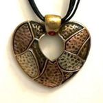 Distressed Two Tone Heart Metal Necklace Silver Photo 0