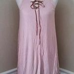 Bo Bel Rose Pink Ribbed Lace-Up Sleeveless V-Neck Shift Dress by from ModCloth M Photo 1