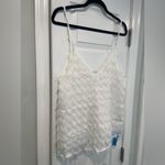 Cupshe NWT Size XL White Feathered Adjustable Spaghetti Strap V Neck Cami Top Photo 3