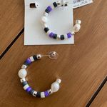 Kendra Scott Rachel Purple Howlite Pearl Mix Hoop Earrings NWT Photo 0