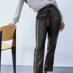 Babaton Aritzia Vegan Leather Belted Pants - Size 10 Photo 0