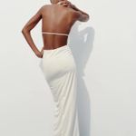 ZARA  maxi dress gown bodycon halter plunge neck party formal wedding evening  Photo 13