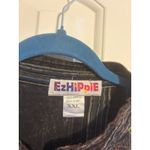 EzHippie Patchwork Elephant Print Tunic Shirt Long Sleeve Button Up XXL Nepal Black Photo 4