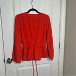 J.Crew red crepe faux wrap long sleeves blouse size 10 romantic date night Photo 2