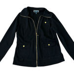 Karen Scott Karen Scott Women's Black Mid-Length Jacket w: Gold buttons and zipper Size M Photo 0