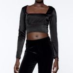ZARA  | Satin Effect Lace Up Top Photo 6
