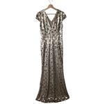 Dress the Population  Lina Cap Sleeve Gold Sequin Gown Maxi Dress Size L Photo 2