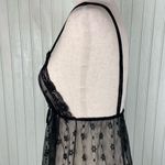 Vintage 1960s Beau Monde Lingerie Black Sheer Floral Long Nightgown Size Small Photo 4