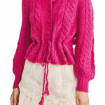 Love Shack Fancy Girard Cardigan Sweater in Winter Berry Size L Photo 0