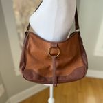 Bueno  Cognac Brown Textured Faux Leather Fringe Boho Shoulder Bag Purse Photo 2