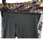 Victoria's Secret Victoria Secret PINK Y2K Fold Over Bling Flare Yoga Pants L Black Sequin Logo Photo 3