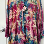 Charlie Paige NEW!  Colorful Starfish Tie Dye Tunic Top Vacation Beach Size S/M Photo 0