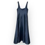 Alfred Sung  Maxi Gown Women's 14R Navy Blue Square Neck Satin A-Line Sleeveless Photo 3