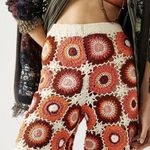 Free People Flook x  Crotched‎ Francis Long Shorts in Cream Orange Size XS Photo 0